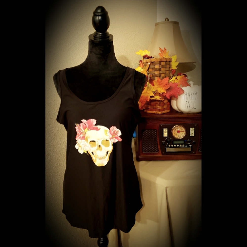 NoBo Flower Skull Tank Top (2X)